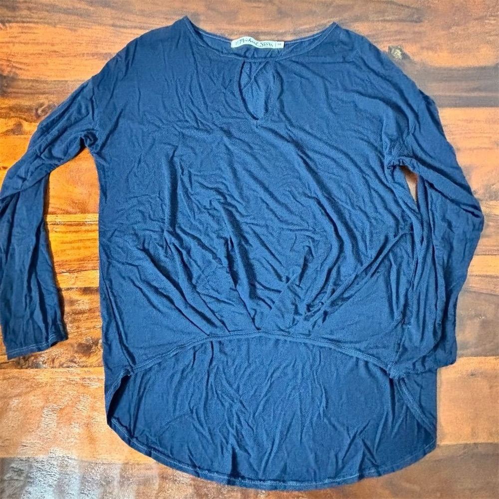 Michael Stars Women's Navy Blue Long Sleeve Keyhole Blouse One Size